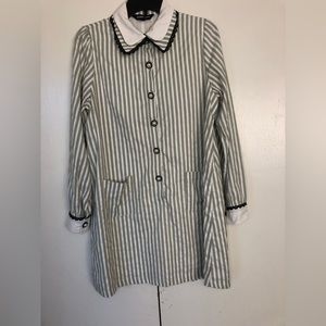***Sister Jane striped long sleeve dress with black lace trimming size medium